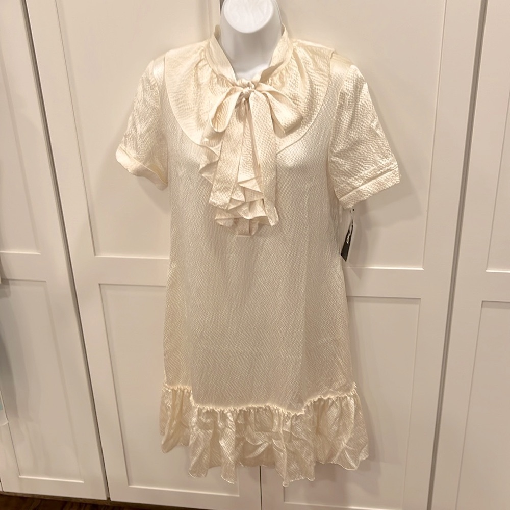 DKNY Antique White Drop Waist Dress 6 NWT $275
